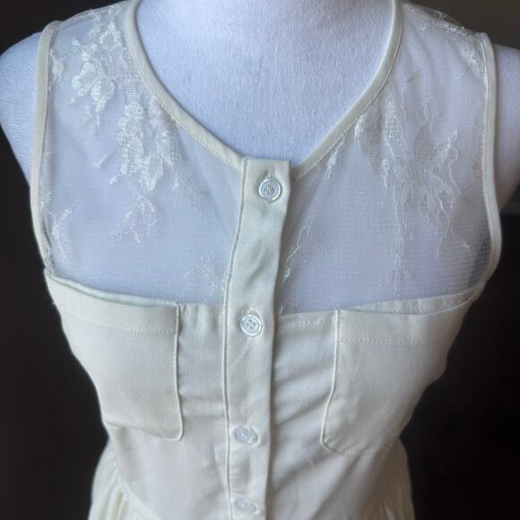 NWT $50 Akira Chicago Red Label Women's Sleeveless Lace Back Dress Medium Cream - Picture 2 of 12